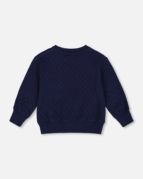 Quilted Sweatshirt With Pocket Navy Sweaters & Hoodies Deux par Deux 