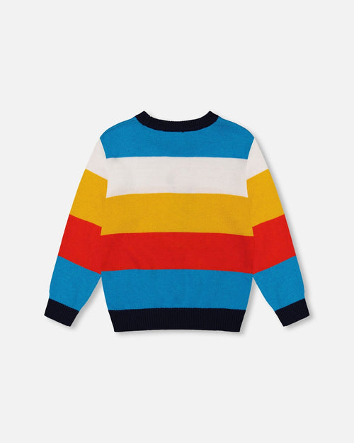 Multicolor Striped Sweater With Karting Jacquard Sweaters & Hoodies Deux par Deux 