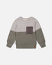 Super Soft Colorblock Top With Quilted Pocket Gray And Sage Tees & Tops Deux par Deux 