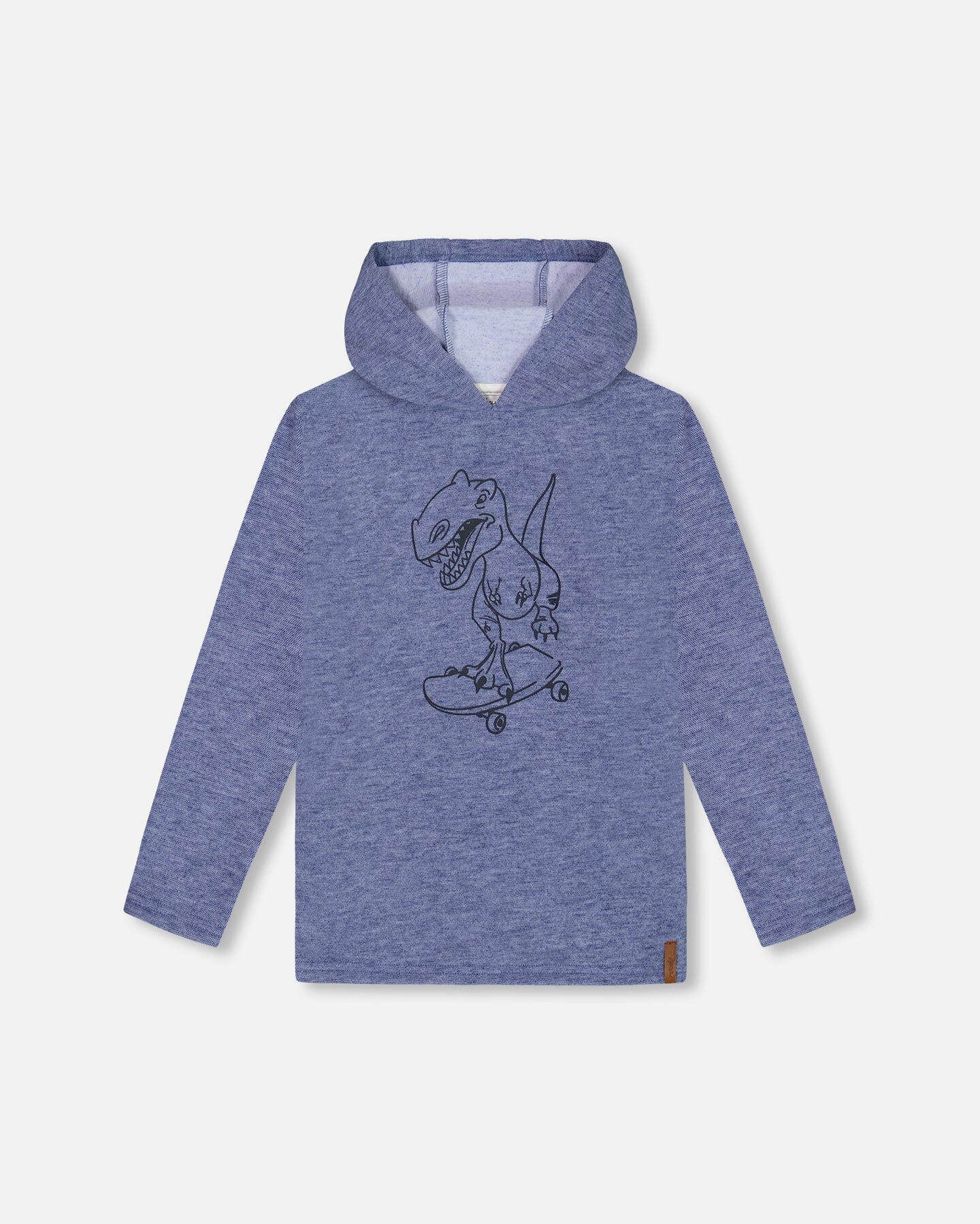 Super Soft Brushed Hooded T-Shirt With Print Blue Tees & Tops Deux par Deux 