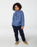 Super Soft Brushed Hooded T-Shirt With Print Blue Tees & Tops Deux par Deux 