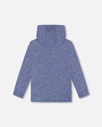 Super Soft Brushed Hooded T-Shirt With Print Blue Tees & Tops Deux par Deux 