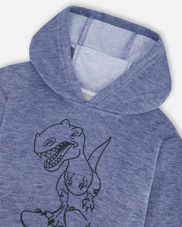 Super Soft Brushed Hooded T-Shirt With Print Blue Tees & Tops Deux par Deux 