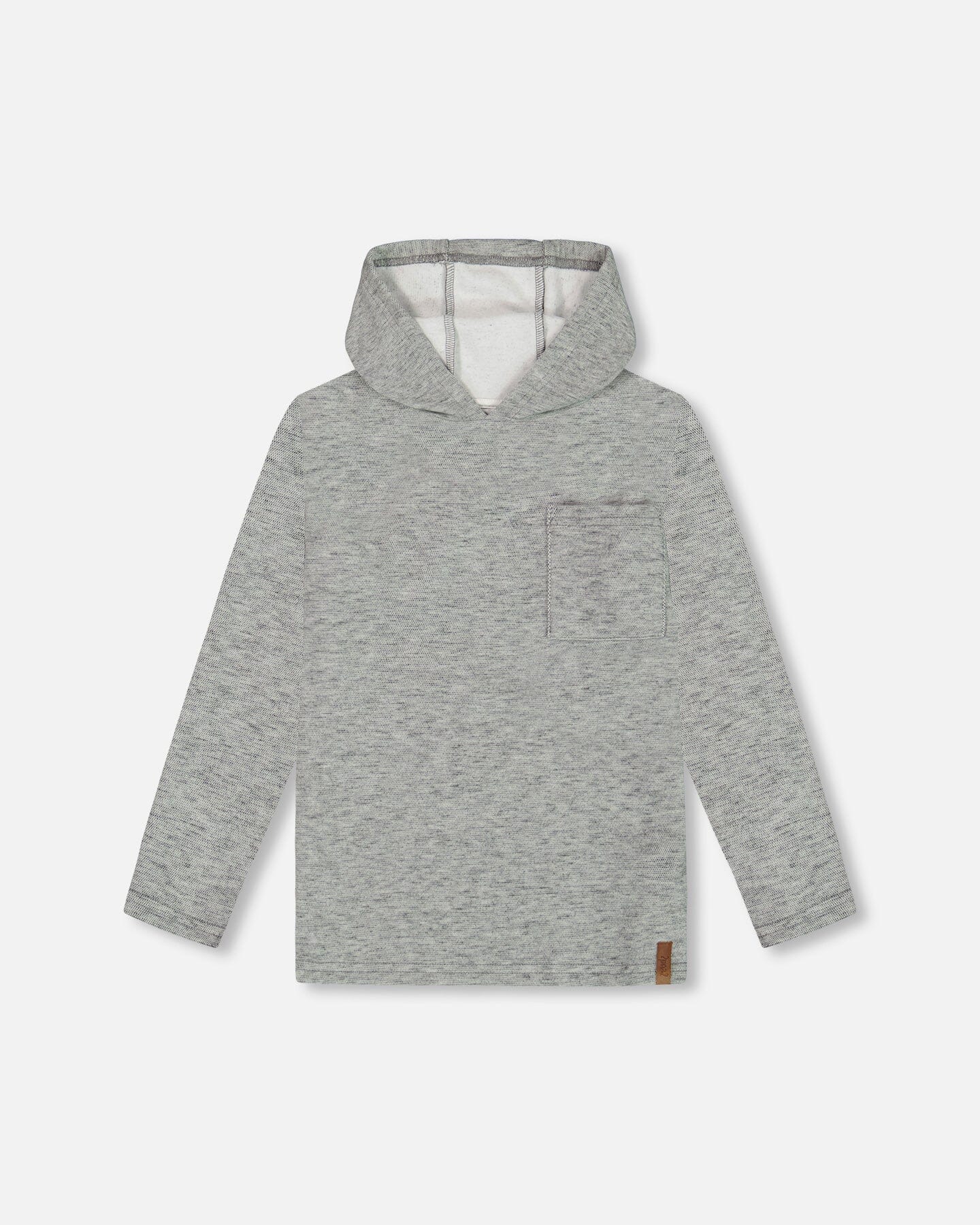 Super Soft Brushed Hooded T-Shirt With Pocket Dark Gray Mix Tees & Tops Deux par Deux 