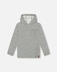 Super Soft Brushed Hooded T-Shirt With Pocket Dark Gray Mix Tees & Tops Deux par Deux 