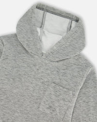 Super Soft Brushed Hooded T-Shirt With Pocket Dark Gray Mix Tees & Tops Deux par Deux 