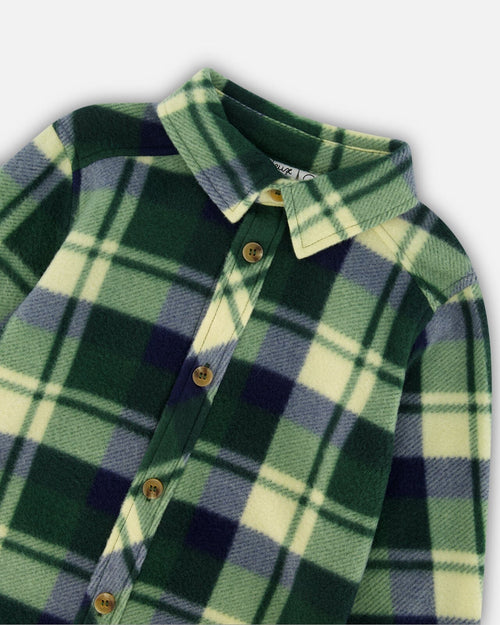 Polar Fleece Shirt Plaid Green Tees & Tops Deux par Deux 