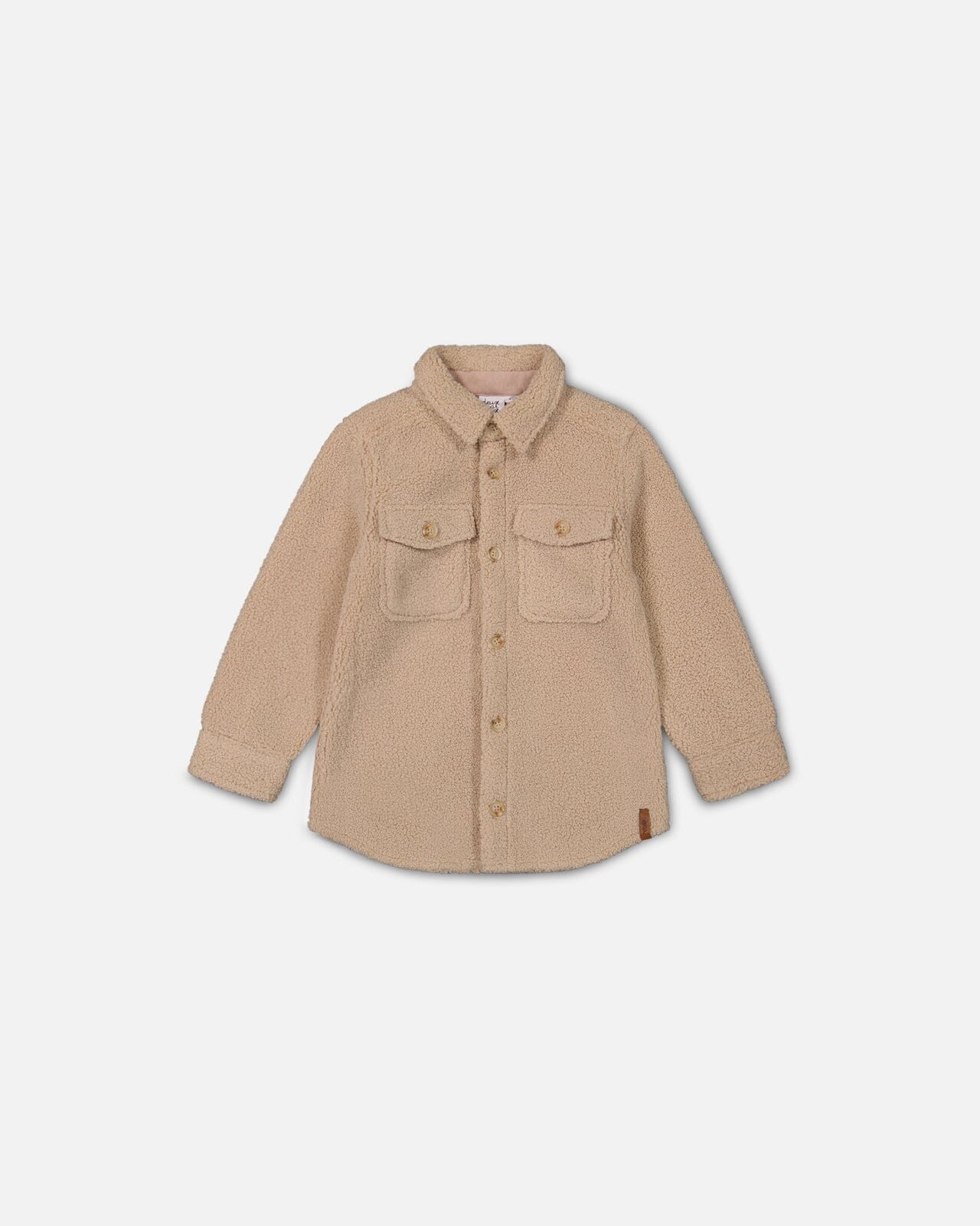 Sherpa Overshirt With Pocket Beige Sweaters & Hoodies Deux par Deux 