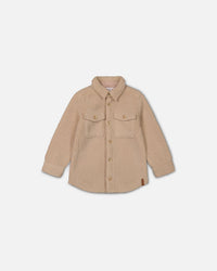 Sherpa Overshirt With Pocket Beige Sweaters & Hoodies Deux par Deux 