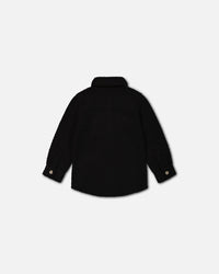 Sherpa Overshirt With Pocket Black Sweaters & Hoodies Deux par Deux 