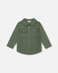 Quilted Canvas Overshirt With Pockets Forest Green Sweaters & Hoodies Deux par Deux 