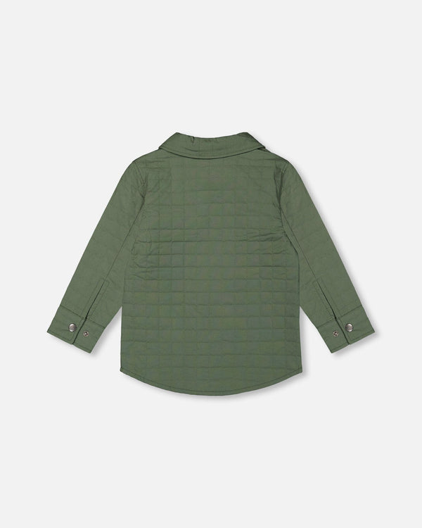 Quilted Canvas Overshirt With Pockets Forest Green Sweaters & Hoodies Deux par Deux 