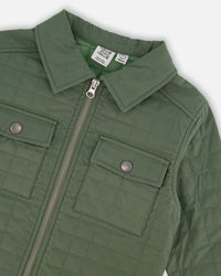 Quilted Canvas Overshirt With Pockets Forest Green Sweaters & Hoodies Deux par Deux 