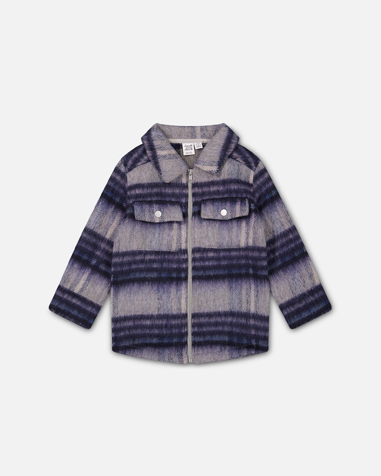 Overshirt Wool-Effect With Pockets Plaid Blue And Gray Sweaters & Hoodies Deux par Deux 