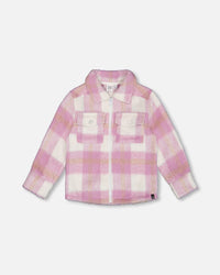 Overshirt Wool-Effect With Pockets Plaid Lilac And Off White - G20U18_091