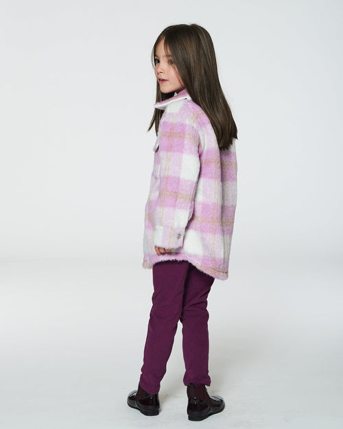 Overshirt Wool-Effect With Pockets Plaid Lilac And Off White Sweaters & Hoodies Deux par Deux 