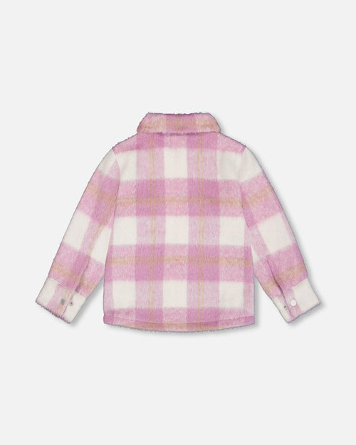 Overshirt Wool-Effect With Pockets Plaid Lilac And Off White - G20U18_091