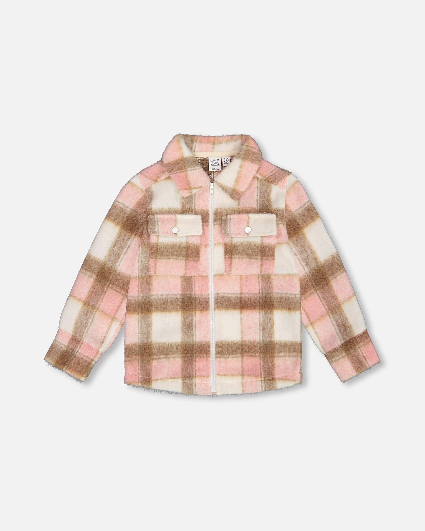 Overshirt Wool-Effect With Pockets Plaid Pink, Nougat And Off White - G20U18_092