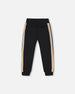 Fleece Sweatpants With Contrast Side Rib Black - G20U20_999