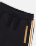 Fleece Sweatpants With Contrast Side Rib Black - G20U20_999