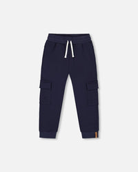 Fleece Sweatpants With Cargo Pockets Navy - G20U22_481