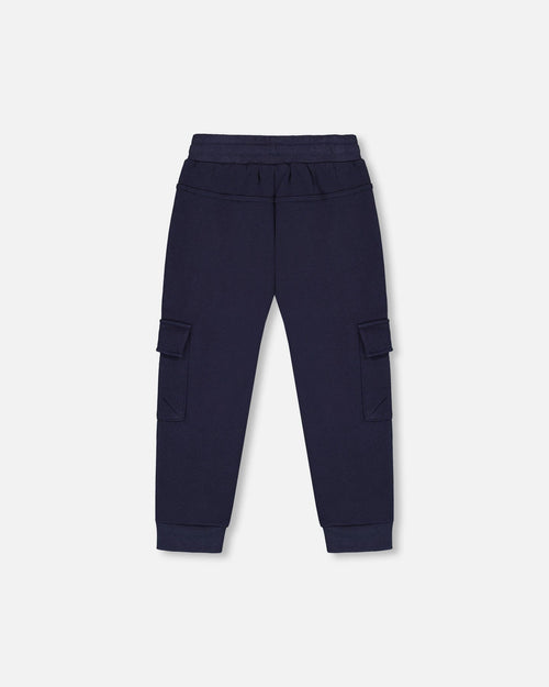 Fleece Sweatpants With Cargo Pockets Navy - G20U22_481