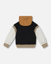 Full Zip Hooded Fleece Black And Beige Sweaters & Hoodies Deux par Deux 