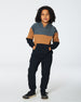 Colorblock Hooded Fleece Sweatshirt Dark Gray, Caramel And Black Sweaters & Hoodies Deux par Deux 