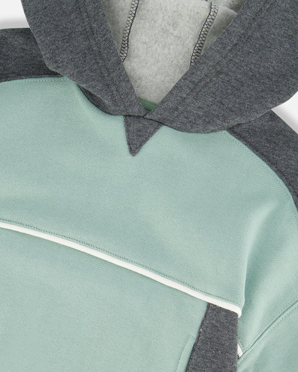 Hooded Fleece Sweatshirt With Contrast Rib Sage Green Sweaters & Hoodies Deux par Deux 