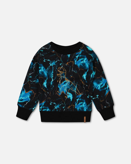 Printed Fleece Sweatshirt Blue Storm Sweaters & Hoodies Deux par Deux 