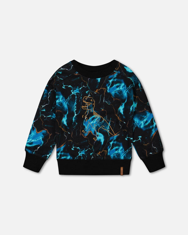 Printed Fleece Sweatshirt Blue Storm Sweaters & Hoodies Deux par Deux 