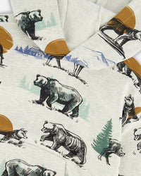 Printed Forest Animals Fleece Hooded Sweatshirt Gray Mix Sweaters & Hoodies Deux par Deux 