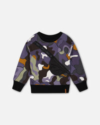 Printed Camo Fleece Sweatshirt With Bag Sweaters & Hoodies Deux par Deux 