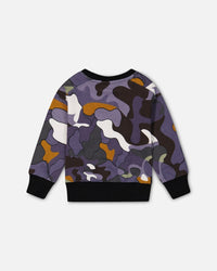 Printed Camo Fleece Sweatshirt With Bag Sweaters & Hoodies Deux par Deux 