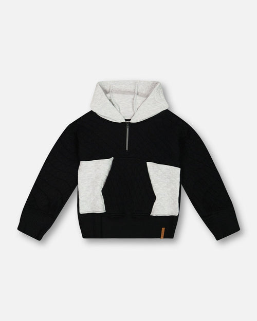 Quilted Half Zip Top Black Sweaters & Hoodies Deux par Deux 