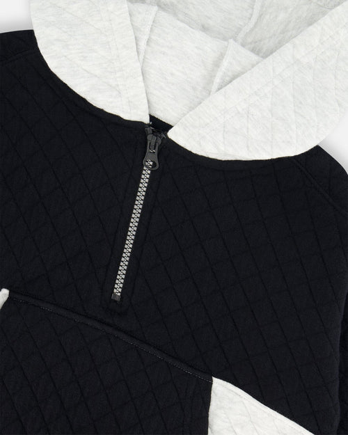 Quilted Half Zip Top Black Sweaters & Hoodies Deux par Deux 