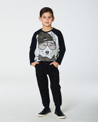 Raglan T-Shirt With Print Gray Mix And Black Tees & Tops Deux par Deux 