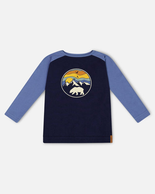 Raglan T-Shirt With Print Navy Tees & Tops Deux par Deux 