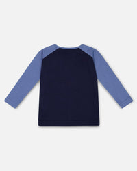 Raglan T-Shirt With Print Navy Tees & Tops Deux par Deux 