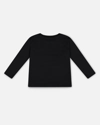 Long Sleeve T-Shirt With Print Black Tees & Tops Deux par Deux 