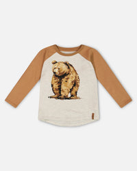 Raglan T-Shirt With Print Brown And Beige Mix - G20U73_193