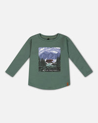 Long Sleeve T-Shirt With Print Forest Green - G20U74_930