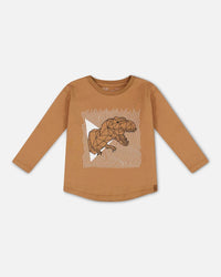 Long-Sleeve T-Shirt With Print Caramel - G20U75_915