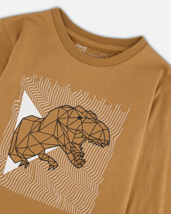 Long-Sleeve T-Shirt With Print Caramel - G20U75_915