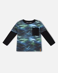 Layered Long Sleeve T-Shirt Blue Aurora Borealis Tees & Tops Deux par Deux 