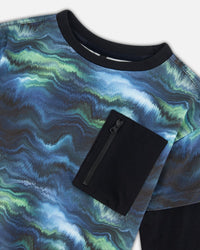 Layered Long Sleeve T-Shirt Blue Aurora Borealis Tees & Tops Deux par Deux 