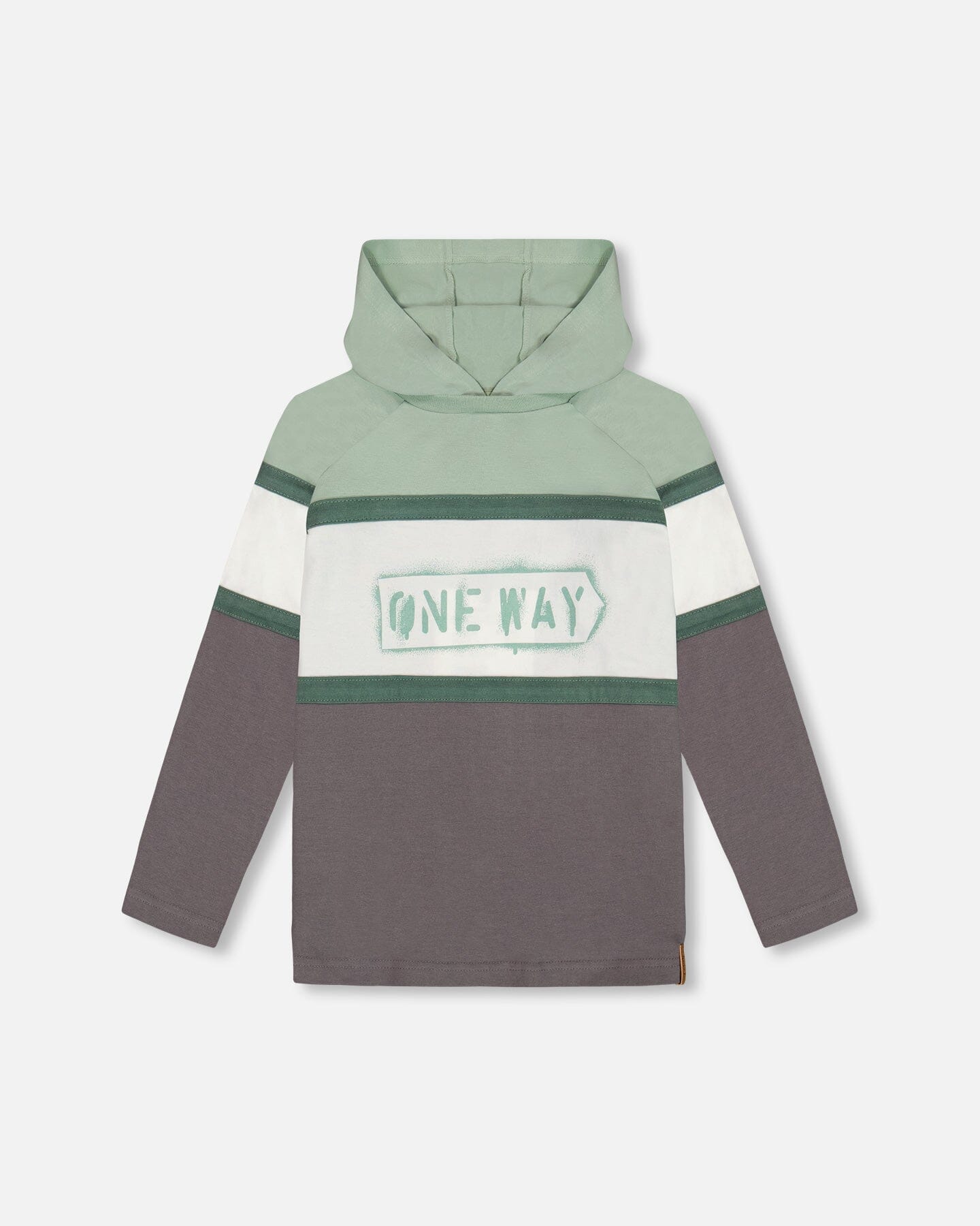 Raglan Hooded T-Shirt Green And Dark Gray Tees & Tops Deux par Deux 