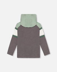 Raglan Hooded T-Shirt Green And Dark Gray Tees & Tops Deux par Deux 