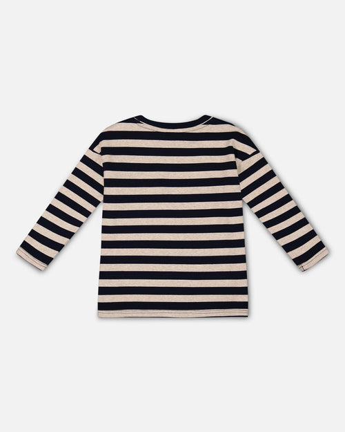 Striped Rib T-Shirt Navy Tees & Tops Deux par Deux 