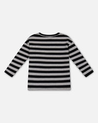 Striped Rib T-Shirt Black Tees & Tops Deux par Deux 